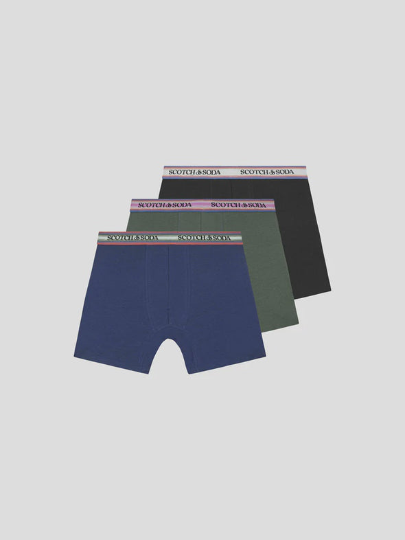 Scotch & Soda 3 Pack Boxer Briefs - Green & Black