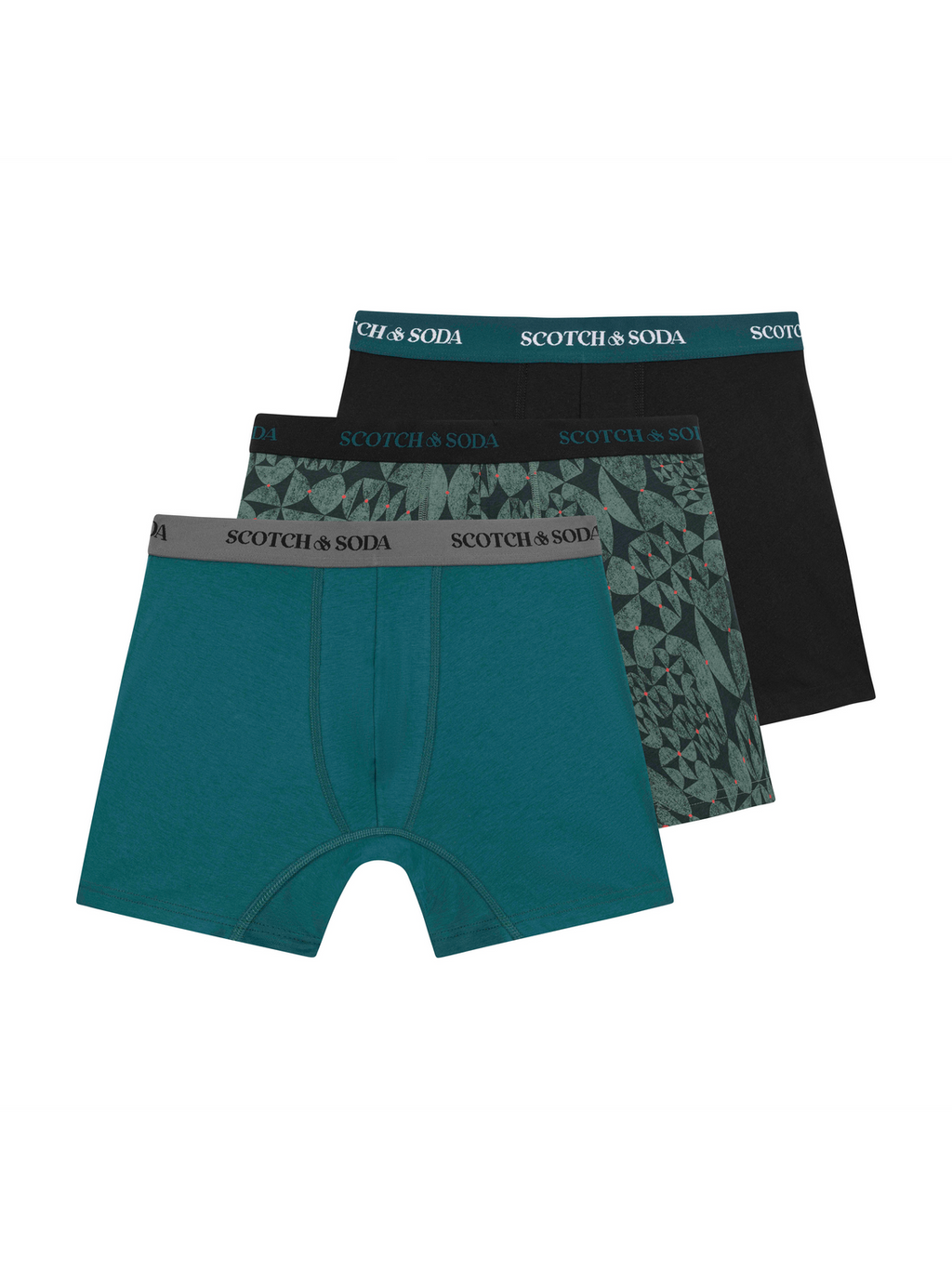Scotch & Soda 3 Pack Boxer Briefs - Black & Green