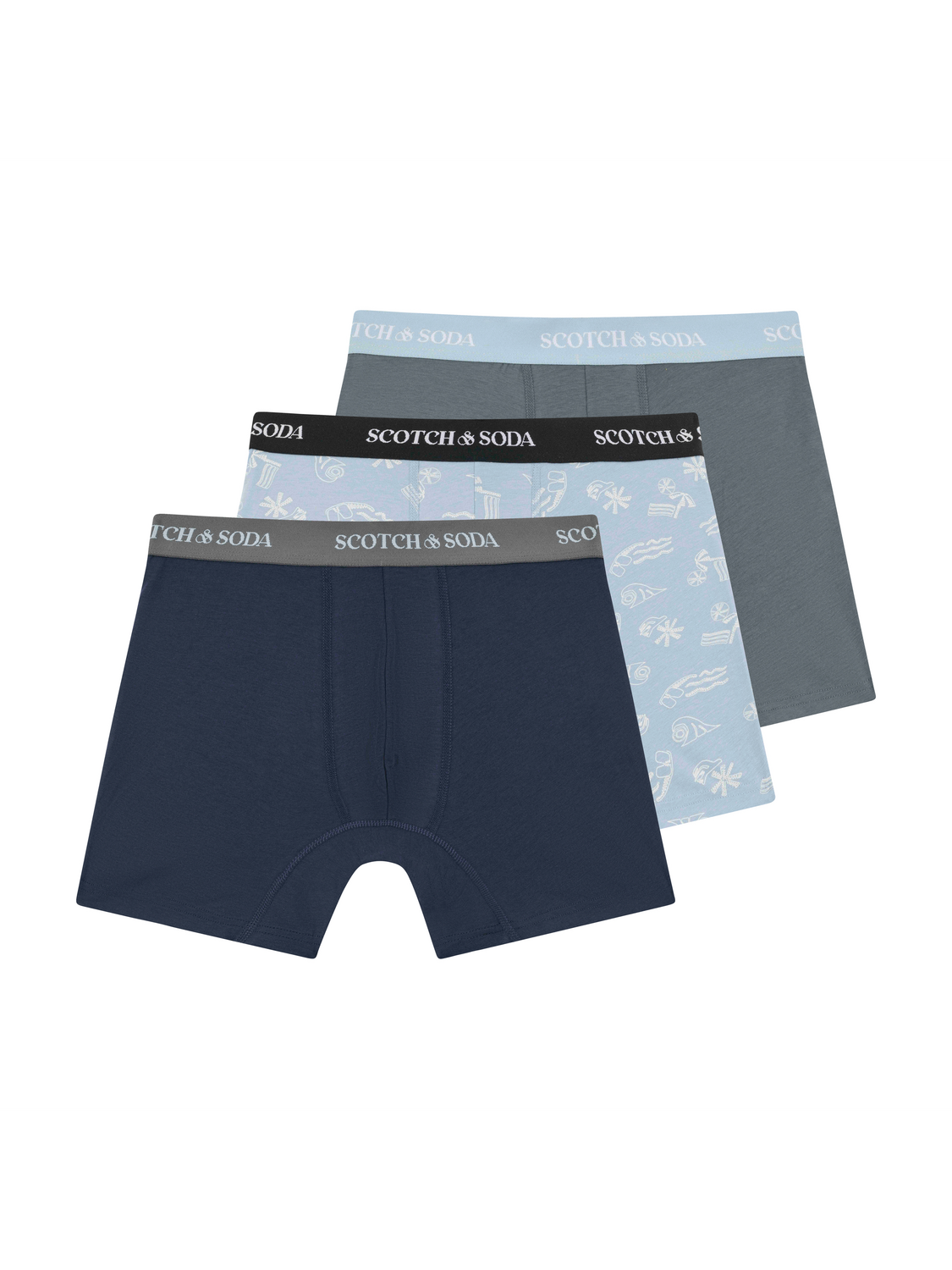 Scotch & Soda 3 Pack Boxer Briefs - Blue & Grey