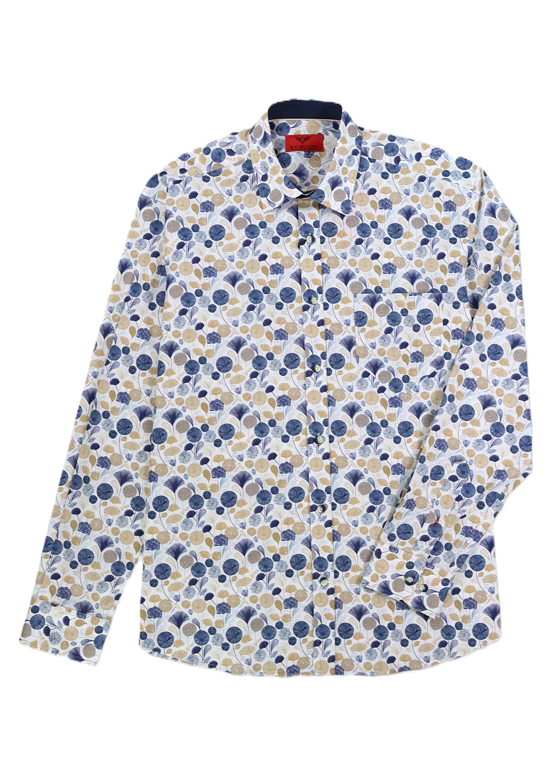 R.F. Scott Fielding Long Sleeve Shirt: Leaf Print - Beach