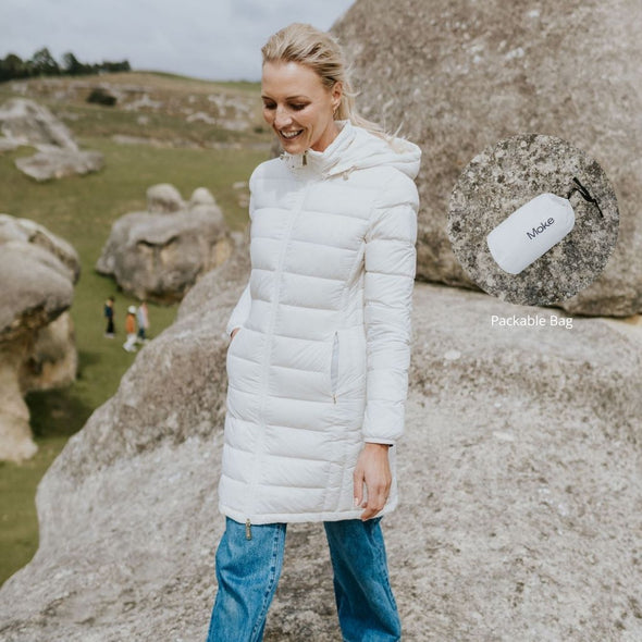 Moke: Sarah 90/10 Packable Down Coat - Cream