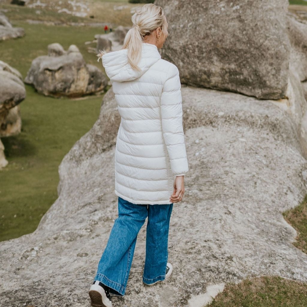 Moke: Sarah 90/10 Packable Down Coat - Cream