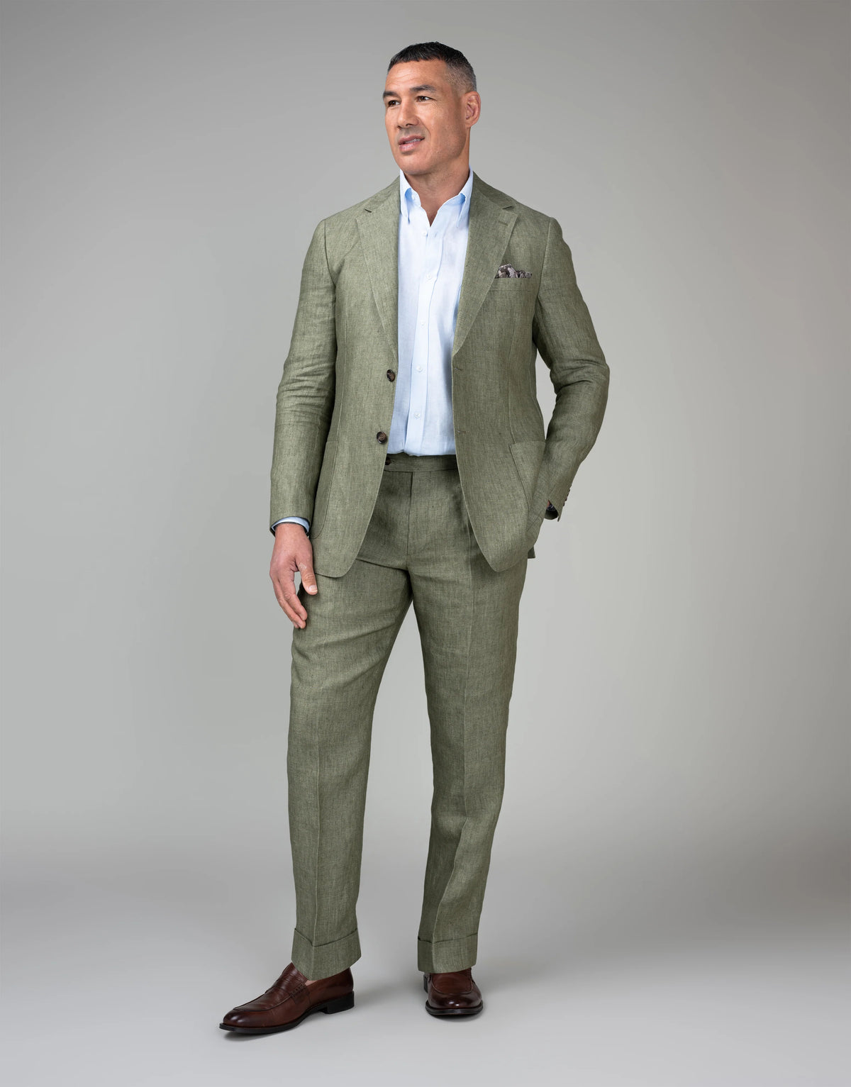Rembrandt Evans Linen Trouser - Sage Green