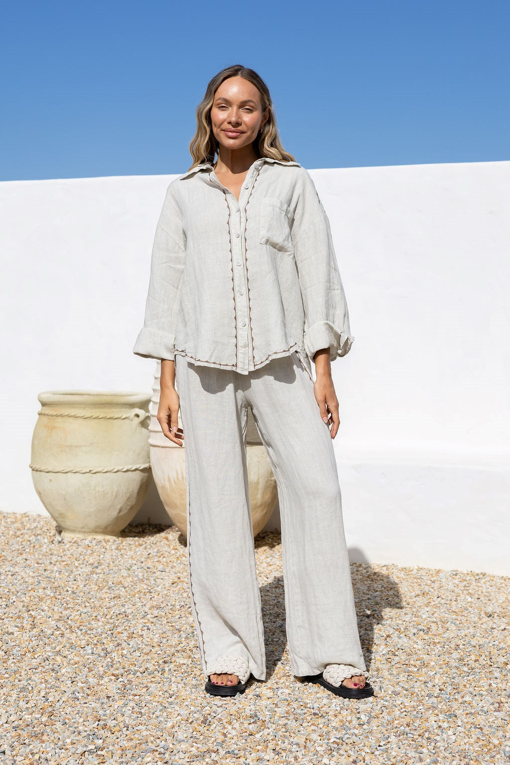 Tascabile Linen Top in Sand