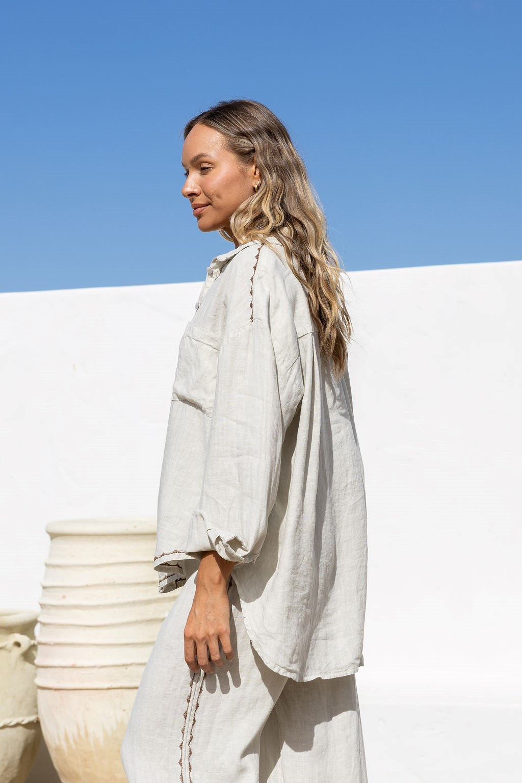 Tascabile Linen Top in Sand