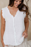 Noci 100% Linen Vest in White
