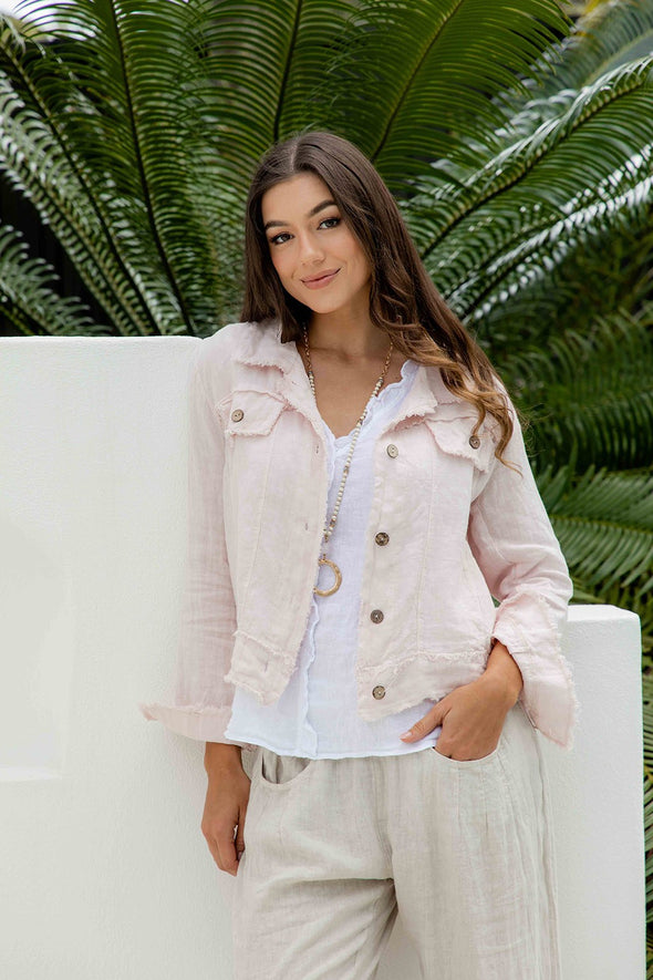 Corte Italian Linen Jacket in Blush