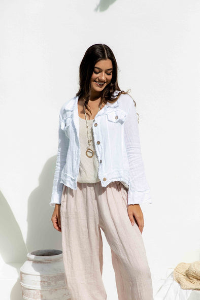 Corte Italian Linen Jacket in White