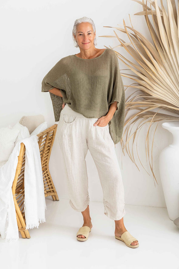 Murano Italian Linen Pants in Sand