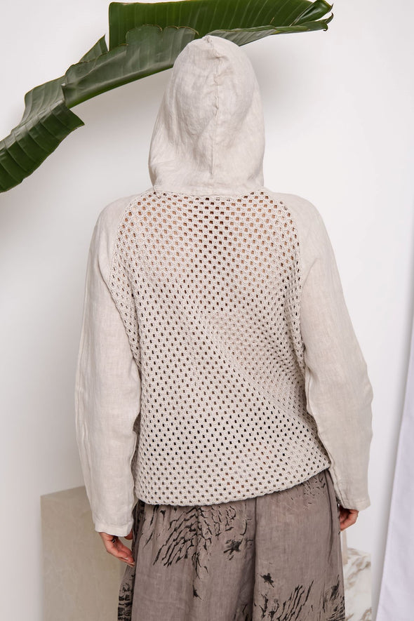 Malia Italian Linen Jacket in Sand