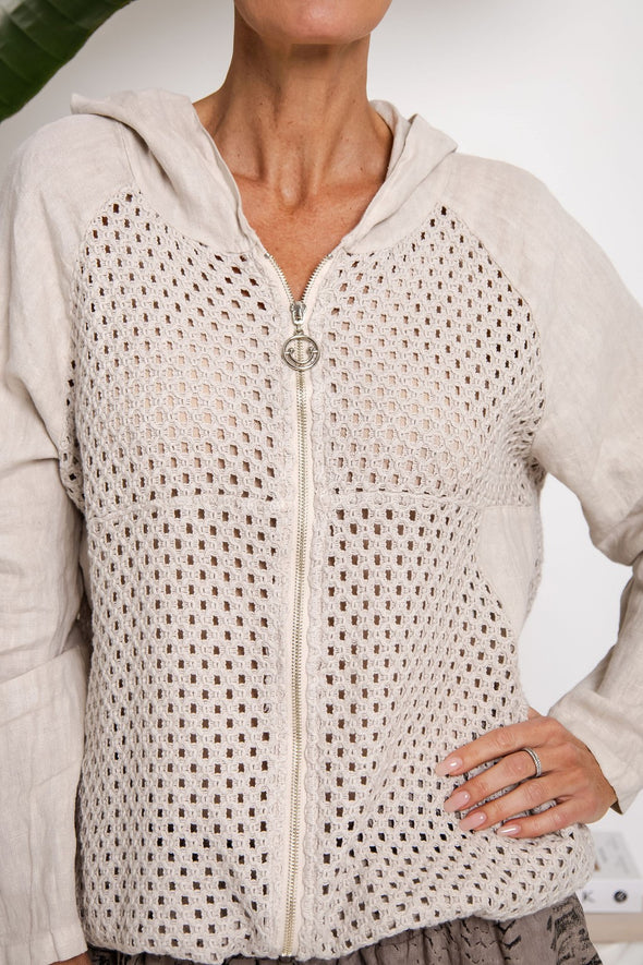 Malia Italian Linen Jacket in Sand