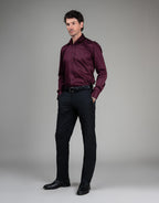 London Long Sleeve Shirt - Sateen Burgundy