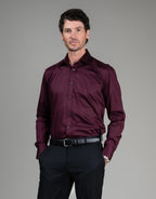 London Long Sleeve Shirt - Sateen Burgundy