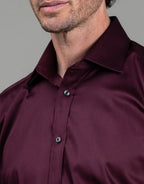 London Long Sleeve Shirt - Sateen Burgundy