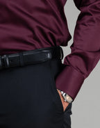 London Long Sleeve Shirt - Sateen Burgundy