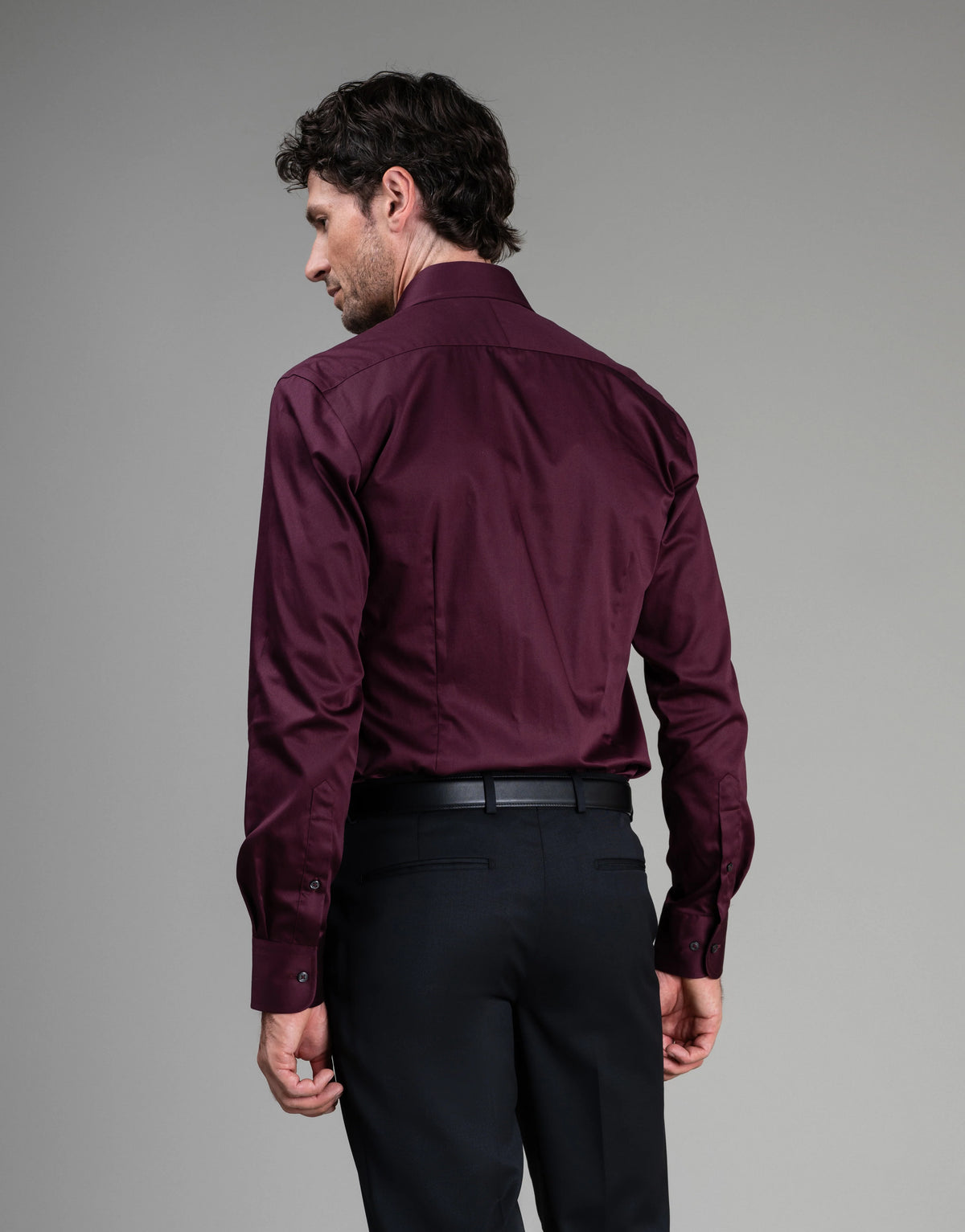 London Long Sleeve Shirt - Sateen Burgundy