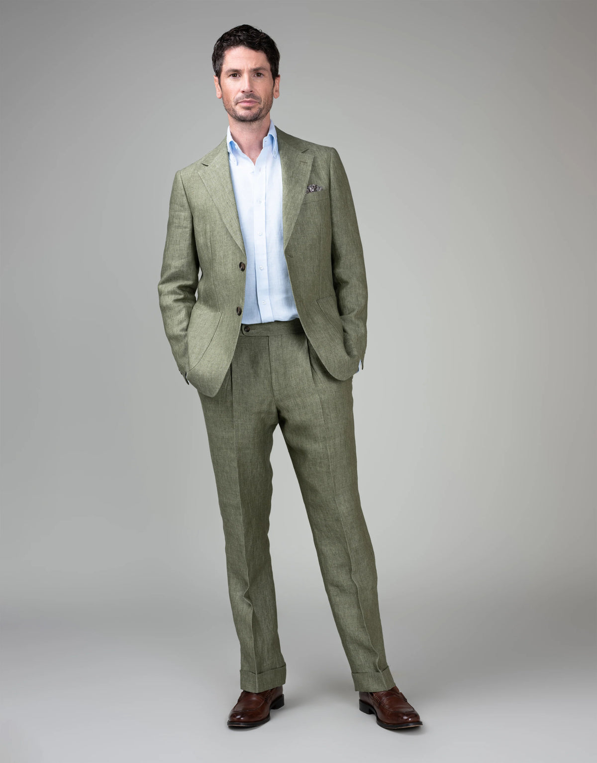 Rembrandt Evans Linen Trouser - Sage Green