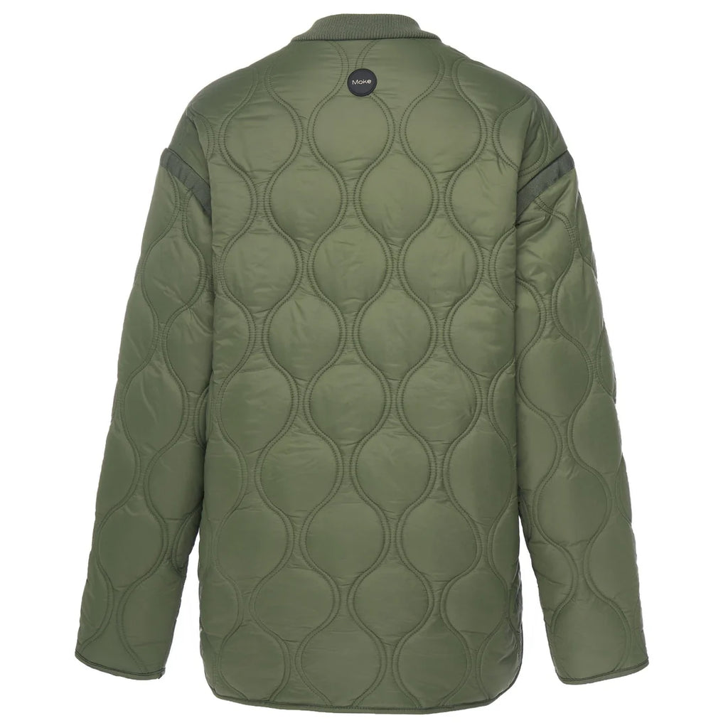 Moke: Talei Quilted Bomber Jacket - Olive Green