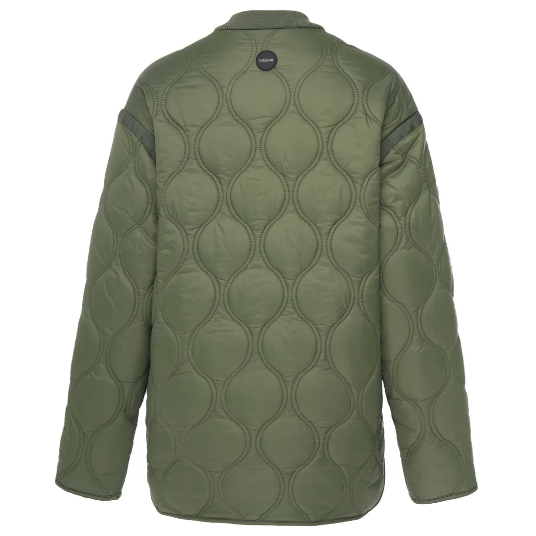 Moke: Talei Quilted Bomber Jacket - Olive Green
