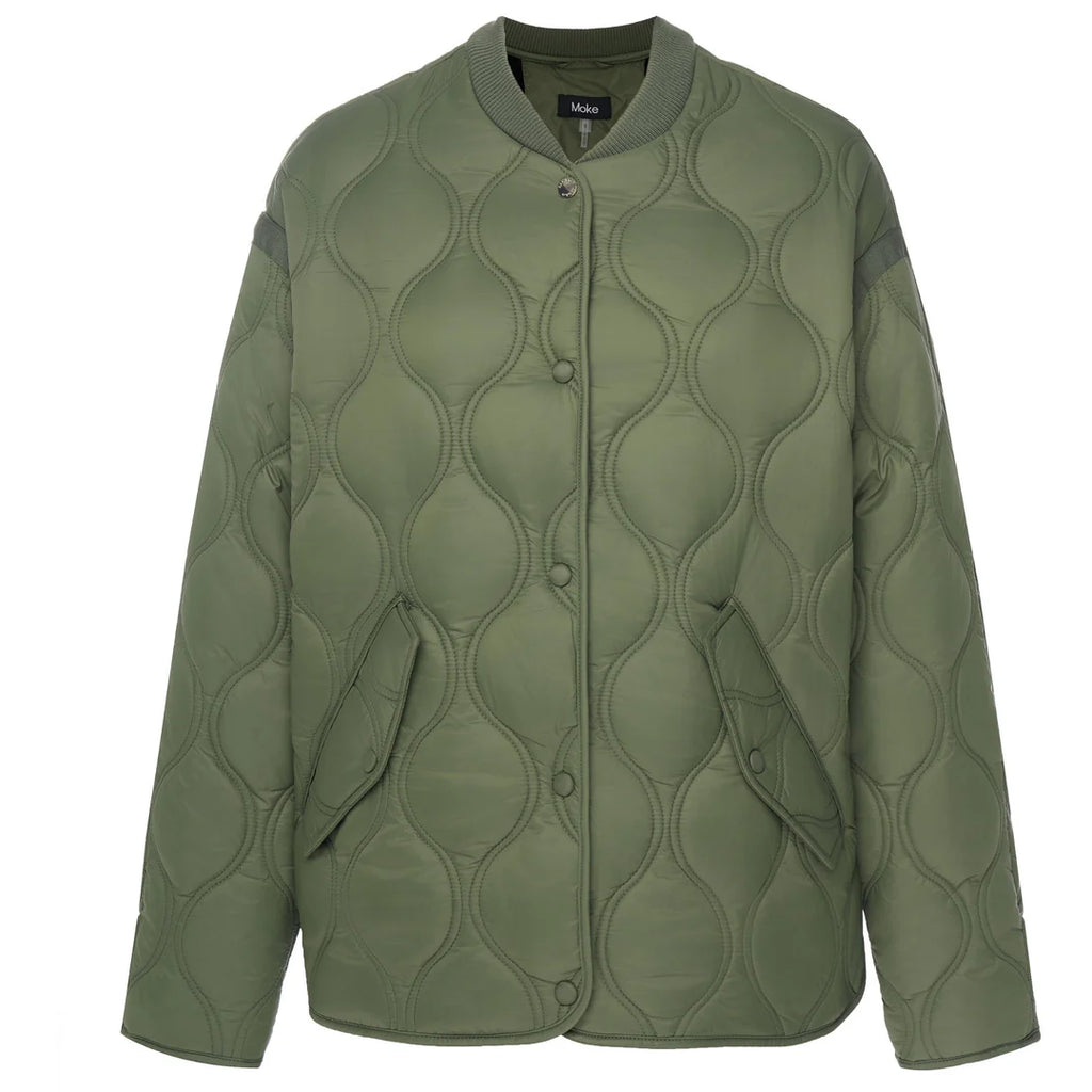 Moke: Talei Quilted Bomber Jacket - Olive Green