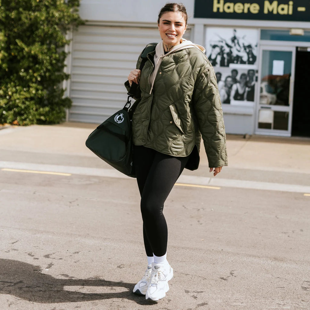 Moke: Talei Quilted Bomber Jacket - Olive Green