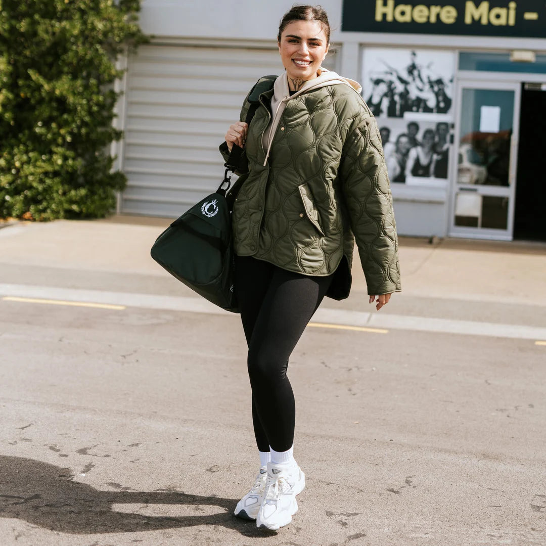 Moke: Talei Quilted Bomber Jacket - Olive Green
