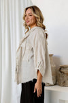 Tasca 100% Linen Hooded Jacket in Sand