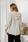 Tasca 100% Linen Hooded Jacket in Sand