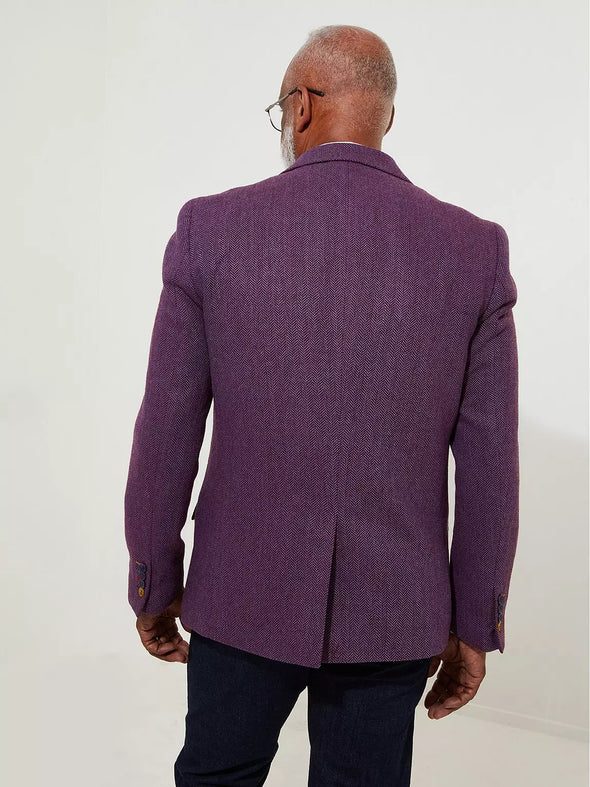 Joe Brown Delightful Dapper Waistcoat - Purple Herringbone