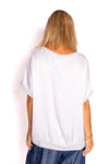 The Italian Closet: Blythe Silky Glitter Trim Top - White