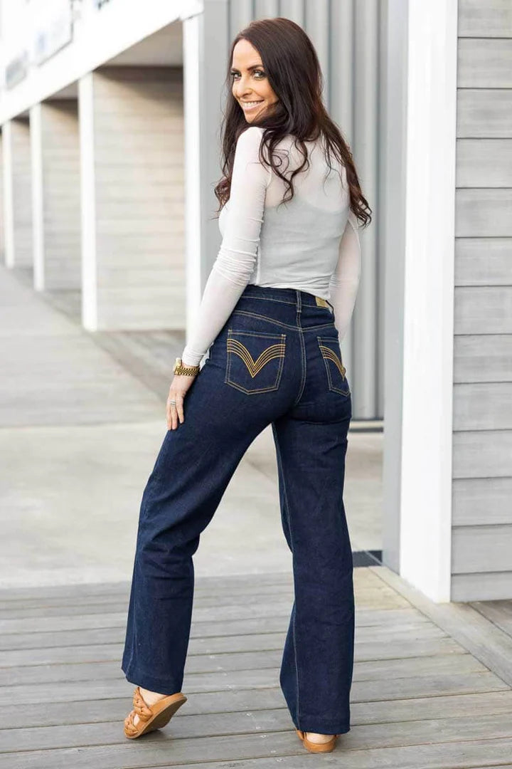 Honey Denim - Xena Wide Leg Dark Denim Jean