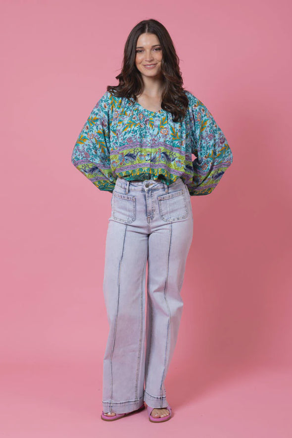 Honey Denim - Xena Wide Leg Light Denim Jean