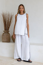 Ariosa Linen Pants in White