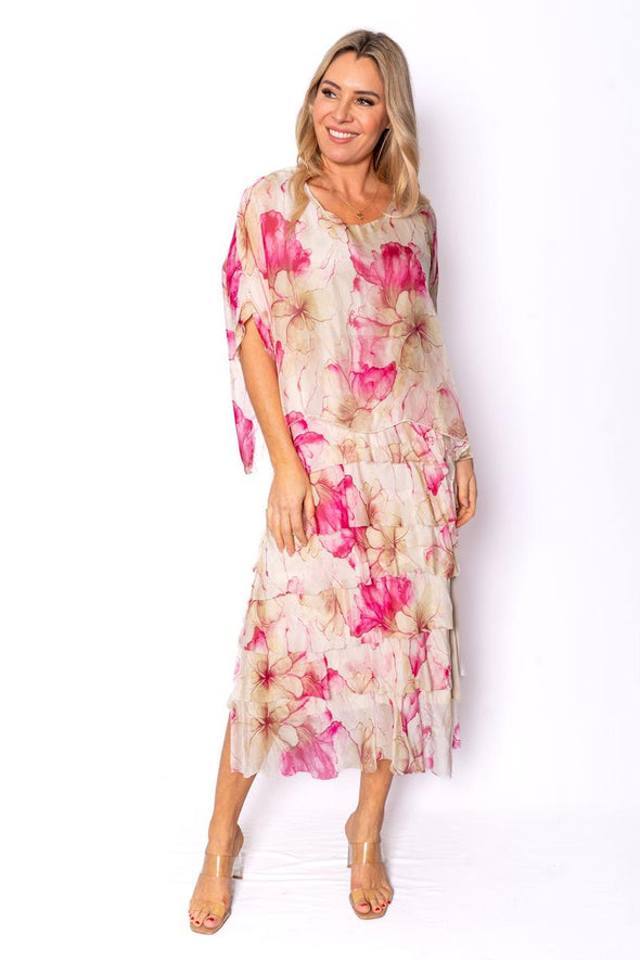 The Italian Closet - Elegance Floral Silk Dress - Paradise Floral