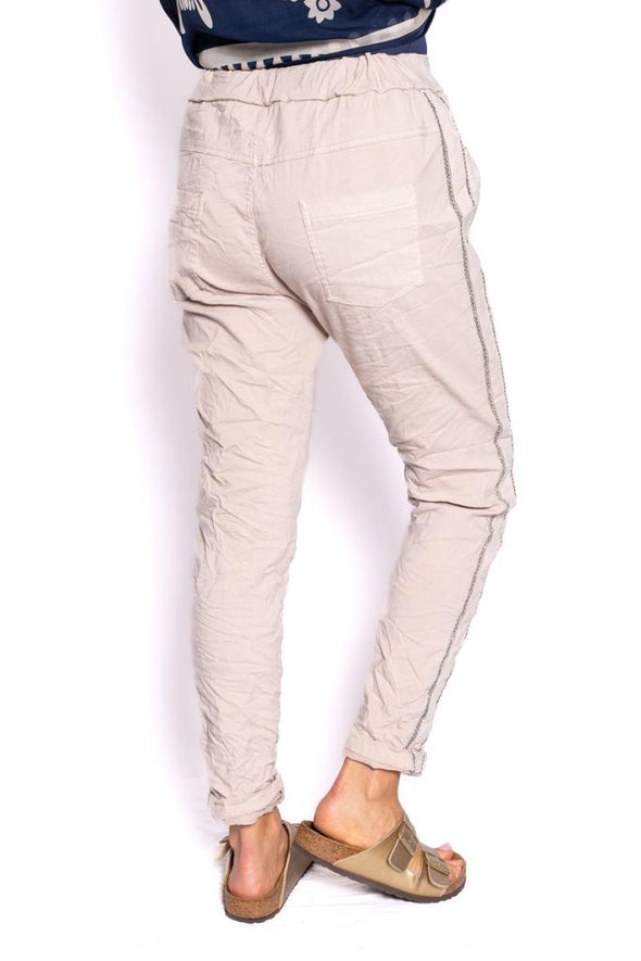 The Italian Closet: Latymer - Beige Diamante Stretch Pant