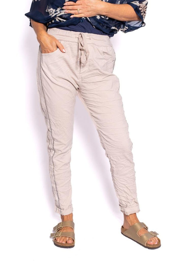 The Italian Closet: Latymer - Beige Diamante Stretch Pant