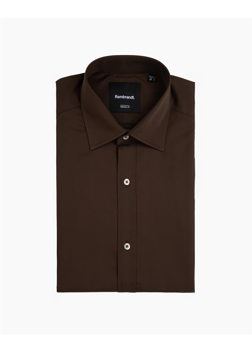 London Long Sleeve Shirt - Sateen  Chocolate Brown
