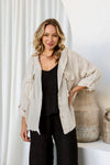 Tasca 100% Linen Hooded Jacket in Sand