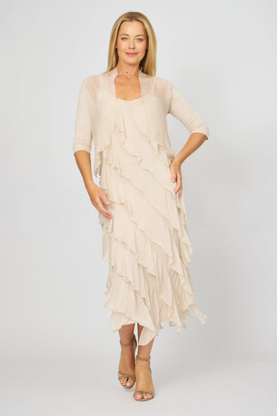 La Strada Sheer Shrug in Beige