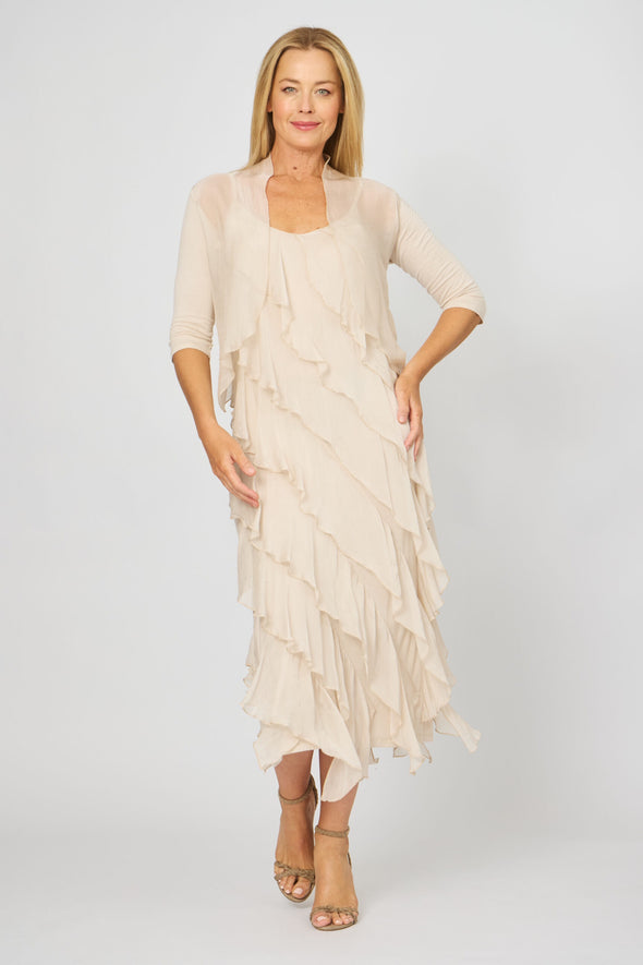 La Strada Sheer Shrug in Beige