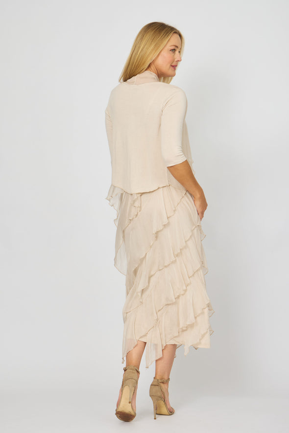 La Strada Sheer Shrug in Beige