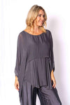 The Italian Closet: Cameron Double layer silk top - Charcoal