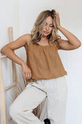 Comodo Linen Singlet in Caramel