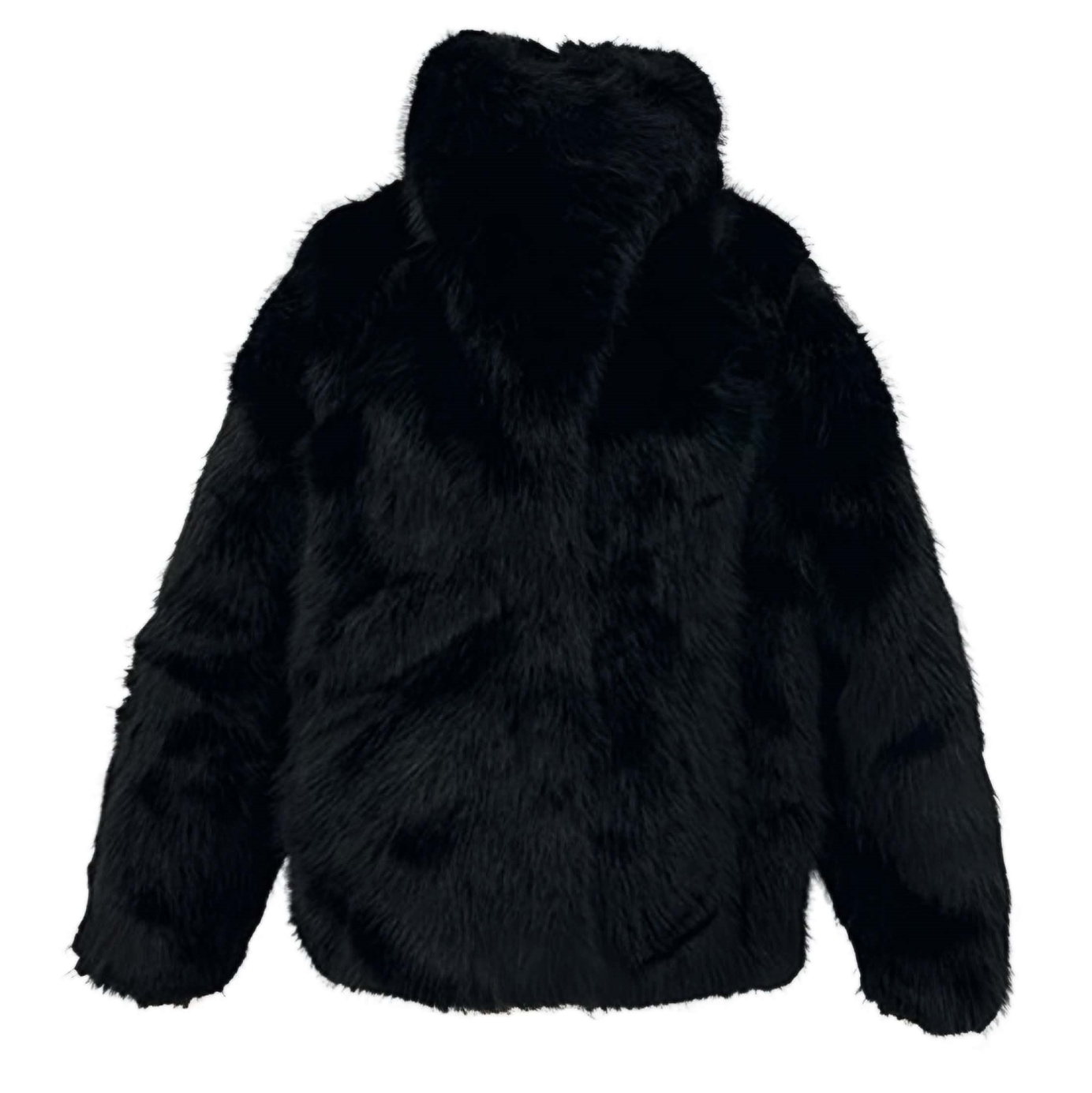 Convertible Lush Vegan Fur Jacket in Noir