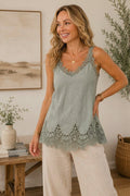 Deliziosa Italian Linen Camisole in Sage