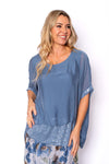 The Italian Closet: Vera Silk Sequin Batwing - Denim