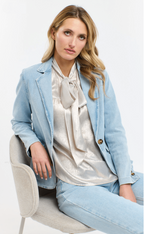 Denim Blazer & Brooch