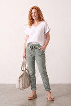 LaStrada: Italian Everyday Diamante Trim Pants: Khaki