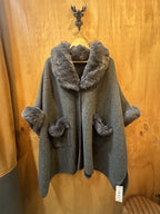 Fur Detail Pocket Poncho