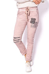 The Italian Closet: Chexa Stretch Sequin Pants - Dusty Pink